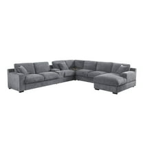 Lilola Home Fabric Corner Sectional Sofa with Right-Facing Chaise, Cupholders