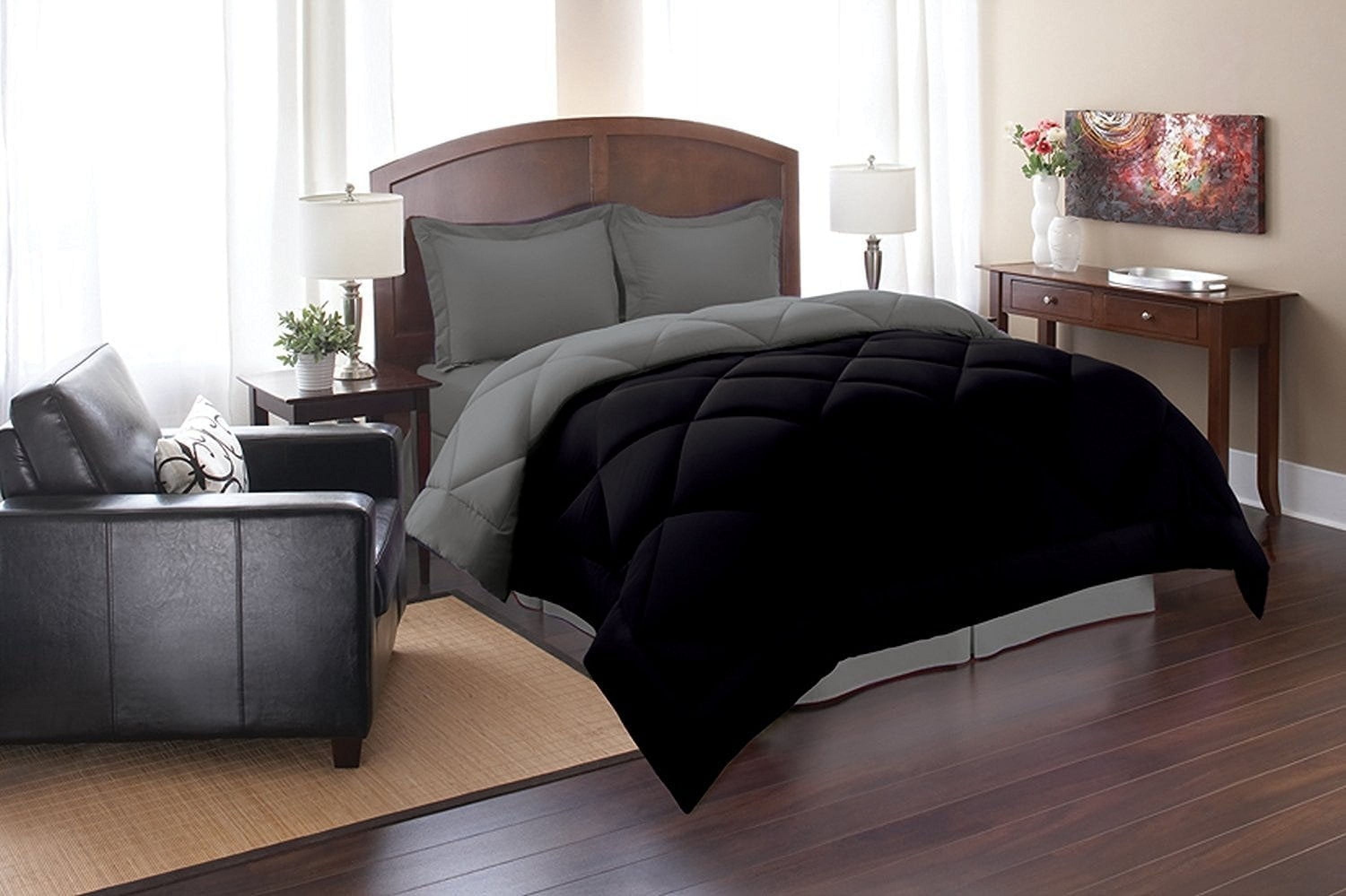 Celine Line High Quality 3pc Comforter Set-Full/Queen, Black/Gray