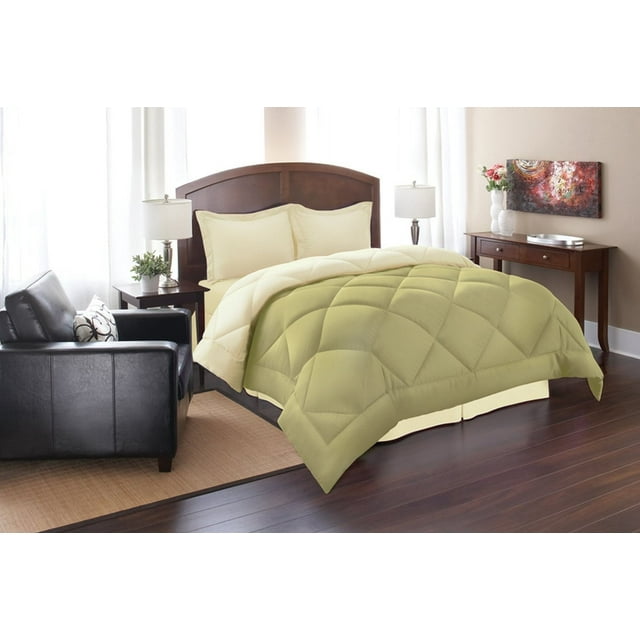 Celine Line High Quality 3pc Comforter Set-Full/Queen, Sage/Cream