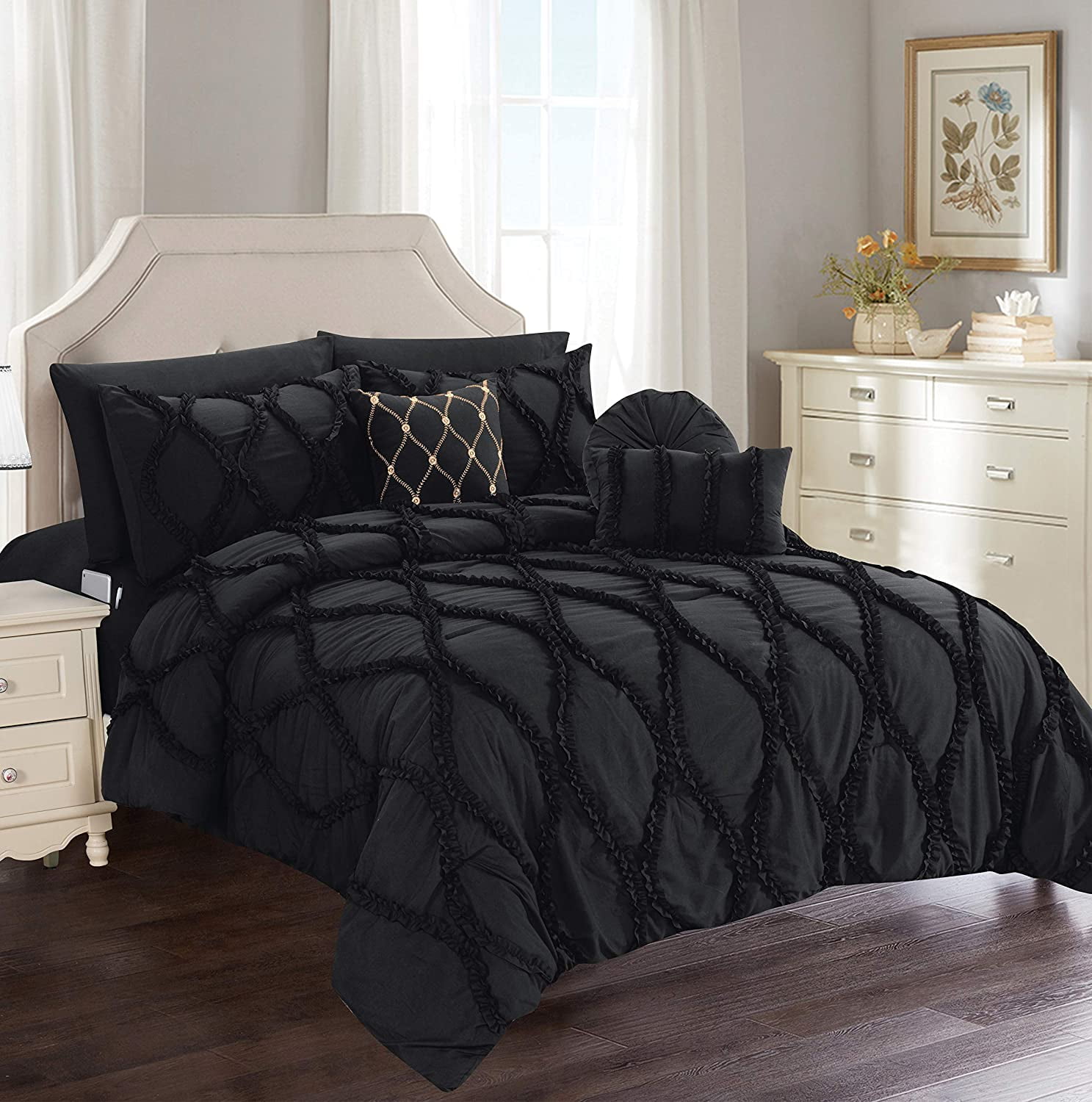 CELINE❤︎シーツセット Celine Linen 10-PIECE Bed-in-a-Bag Pleated Comforter Set