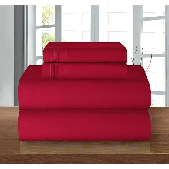 Celine Linen 1500 Premier Hotel Collection 4-Pc Sheet Set King, Burgundy