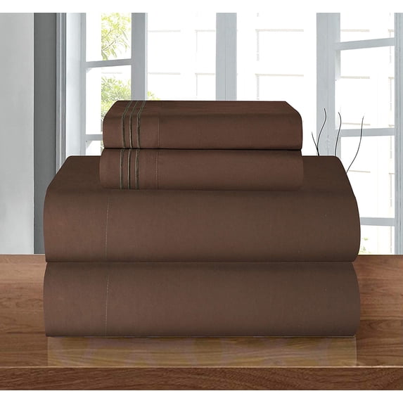 Celine Linen 1500 Thread Count Microfiber 4-Pc Sheet Set California King, Brown