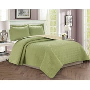 Celine Linen 2-Piece Bedspread Coverlet Quilted Set with Sham - Twin/Twin XL, Sage/Cream