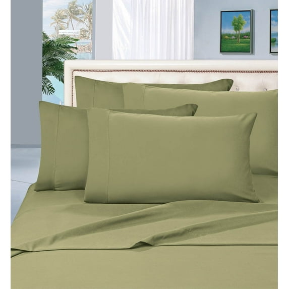 Celine Linen 6 Piece Wrinkle Resistant Polyester 1500 Thread Count Sheet Set Full Green