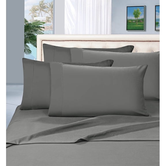 Celine Linen 6 Piece Wrinkle Resistant 1500 Premier Hotel Collection Sheet Set Queen Gray