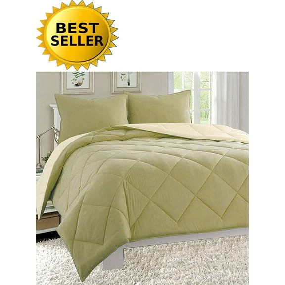 Celine Linen Down Alternative 3pc Comforter Set-King/Cal King, Sage/Cream