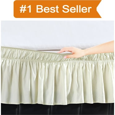Celine Linen Elegant Cream Ruffled Microfiber Wrap Around Bed Skirt, Twin/Full (1 Count)