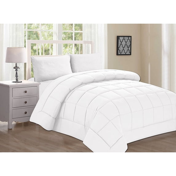 Celine Linen Goose Down Alternative 1pc SOLID WHITE Comforter -, King/Cal King, White