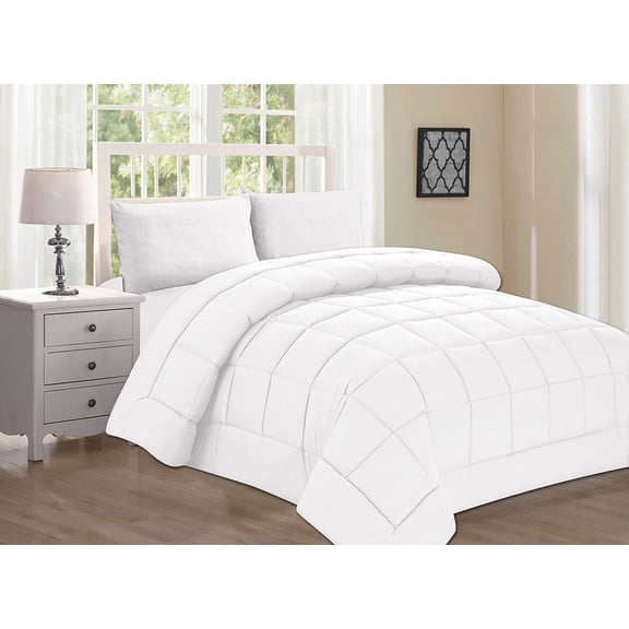 Celine Linen Goose Down Alternative 1pc SOLID WHITE Comforter -, King/Cal King, White