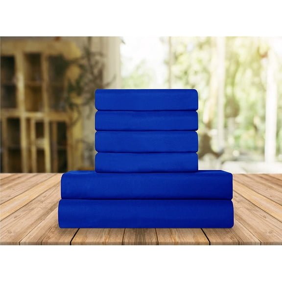Celine Linen Holiday Gift 1500 Series Percale Wrinkle and Fade Resistant (6-Piece) Bedding Set, Full, Duke Blue