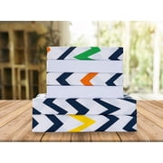 Celine Linen Holiday Gift Chevron Pattern 1500 Series Percale Wrinkle and Fade Resistant (6-Piece) Bedding Set, Full, Chevron Colorful