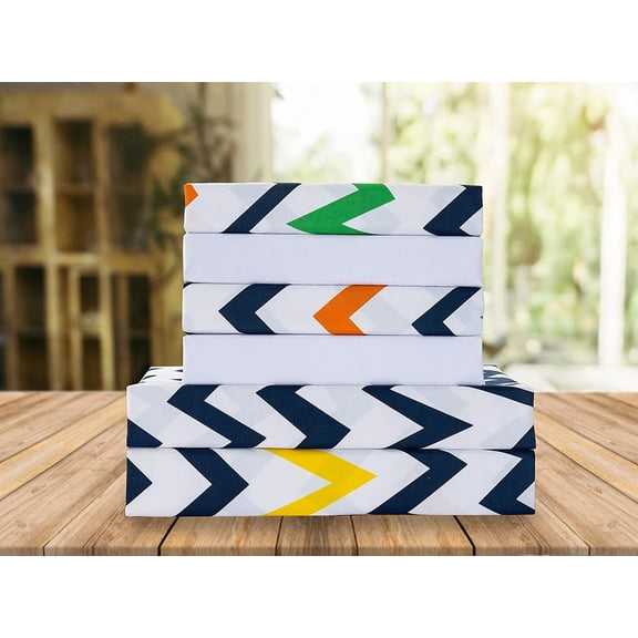 Celine Linen Holiday Gift Chevron Pattern 1500 Series Percale Wrinkle and Fade Resistant (6-Piece) Bedding Set, Full, Chevron Colorful
