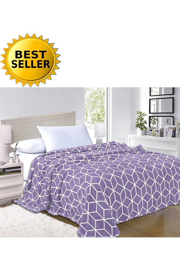 Luxury Micro-Fleece Ultra Plush Cube Pattern California King All Season Blanket