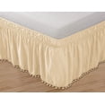 thumbnail image 1 of Celine Linen Luxury Top-Knot Tassle PomPom Fringe Ruffle Bed Skirt -Wrap Around Style- Elastic Bed Wrap- Wrinkle Resistant 16inch Drop, Twin/Full, Cream, 1 of 1