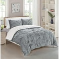 thumbnail image 1 of Celine Linen Micromink Pintuck & Pinch Pleated Sherpa Comforter Set, Micro-Suede 3-Piece Reversible Comforter Set, Full/Queen, Gray, 1 of 3