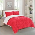 thumbnail image 1 of Celine Linen Micromink Pintuck & Pinch Pleated Sherpa Comforter Set, Micro-Suede 3-Piece Reversible Comforter Set, Full/Queen, Red, 1 of 4