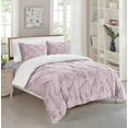 thumbnail image 1 of Celine Linen Micromink Pintuck & Pinch Pleated Sherpa Comforter Set, Micro-Suede 3-Piece Reversible Comforter Set, King/Cal King, Dusty Rose, 1 of 3