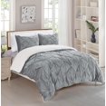 thumbnail image 1 of Celine Linen Micromink Pintuck & Pinch Pleated Sherpa Comforter Set, Micro-Suede 3-Piece Reversible Comforter Set, King/Cal King, Gray, 1 of 4