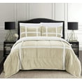 thumbnail image 1 of Celine Linen Micromink Stripe Lined Sherpa Comforter Set, Micro-Suede 3-Piece Reversible Comforter Set, Full/Queen, Mocha/Taupe, 1 of 3