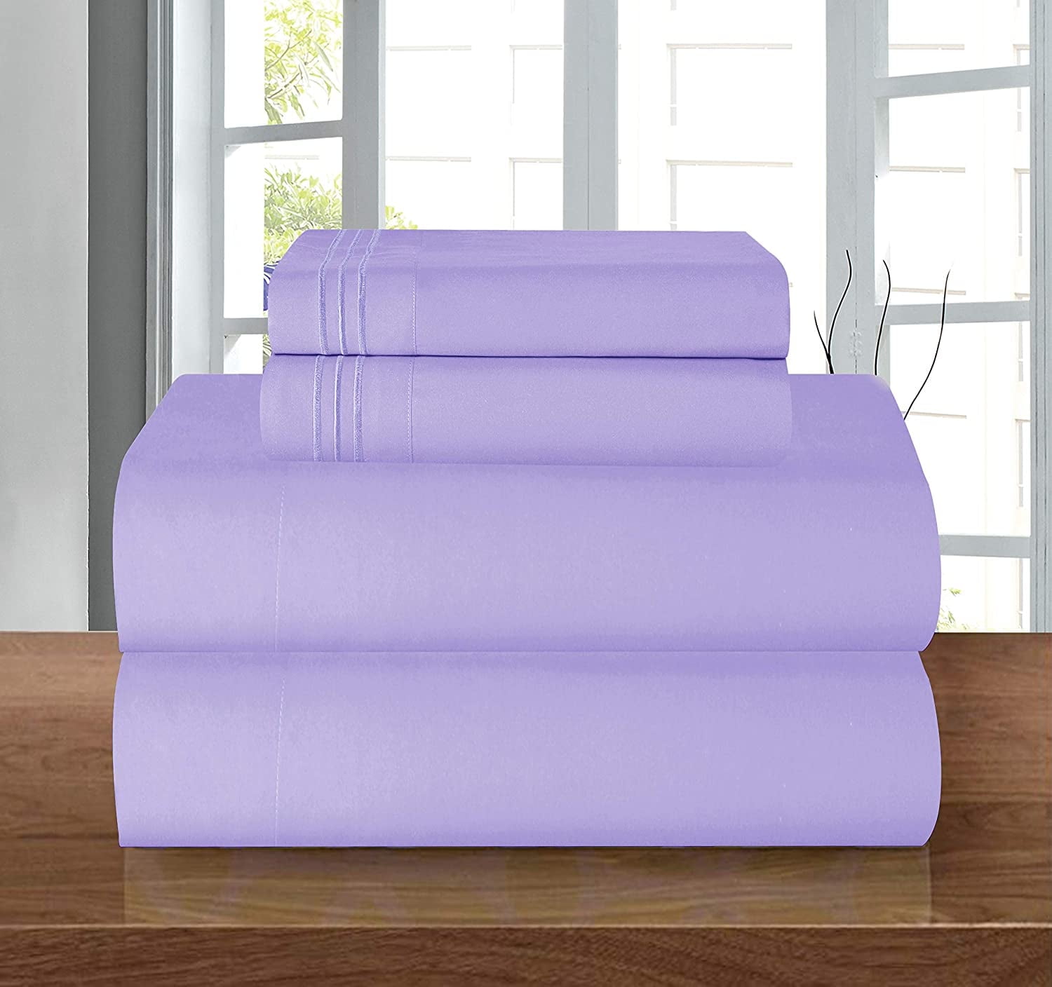 Celine Linen Series Microfiber 4-Pc Sheet Set King, Lilac