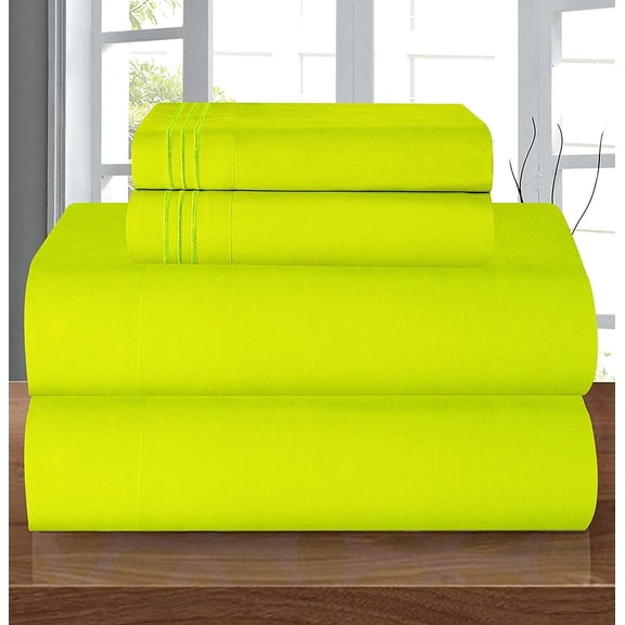 Celine Linen Series Microfiber 4-Pc Sheet Set King, Lime