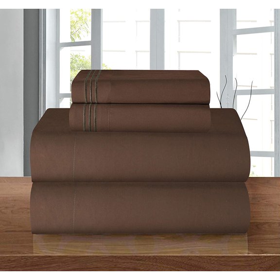 Celine Linen Series Microfiber 4-Pc Sheet Set Queen, Brown