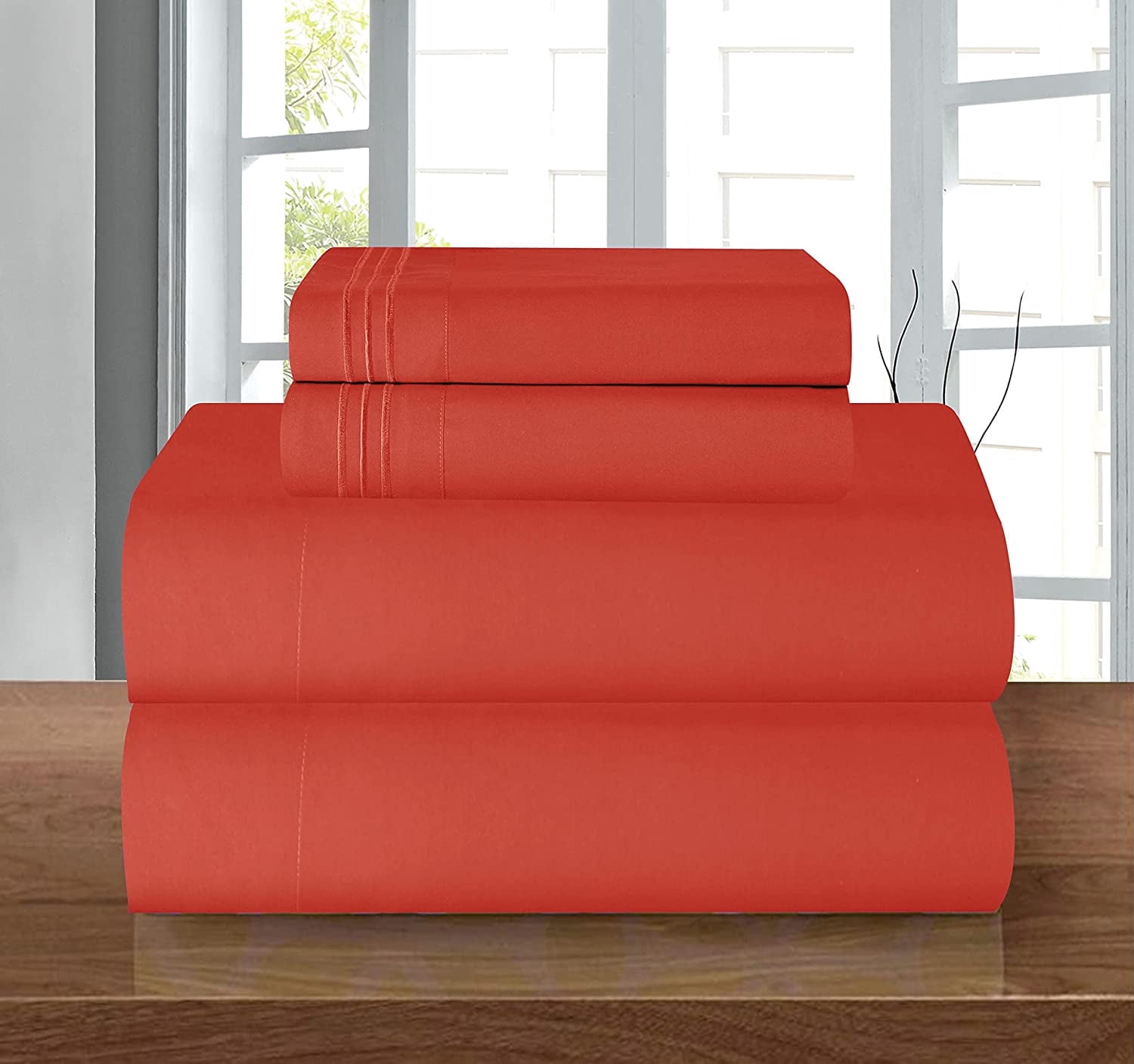 Celine Linen Series Microfiber 4-Pc Sheet Set Queen, Rust