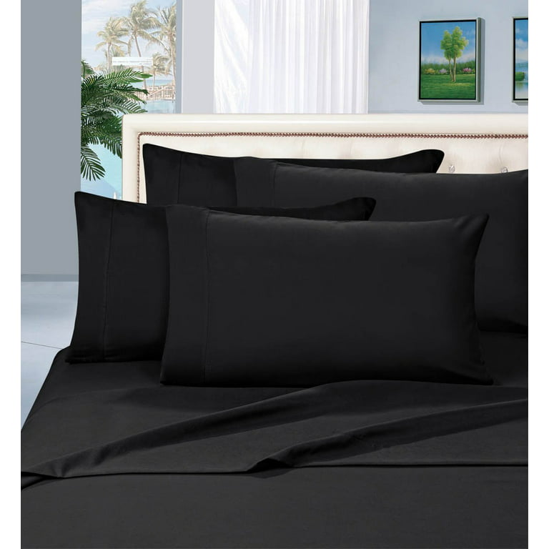 Celine Linen Supreme 1500 Collection 4pc Bed Sheet Set - All Size and Colors , Queen Black