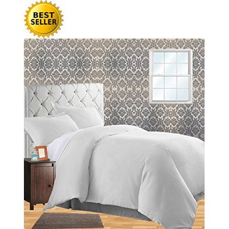 Celine Linen Wrinkle & Fade Resistant 3-Piece Duvet Cover Set -, 1500 Series 100% HypoAllergenic - Silky Soft, King/Cali King, White