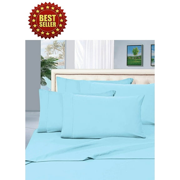 Celine Linen  Wrinkle and Fade Resistant 1800 Series 4 Piece Bed Sheet Set, Deep Pocket up to 16 inch, Queen Aqua Blue