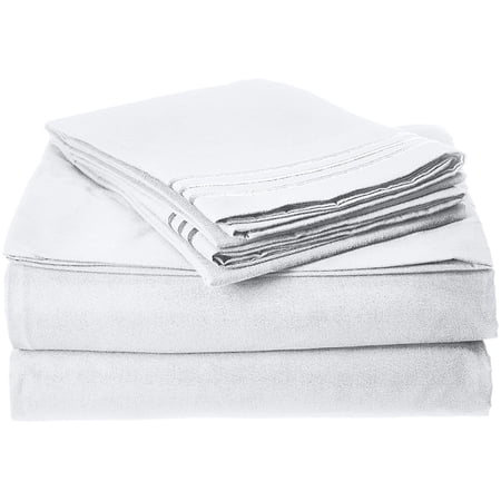 Celine Linen Wrinkle and Fade Resistant 1800 Series Luxurious 3-Piece Bed Sheet Set, Deep Pocket up to 16 inch, Twin White