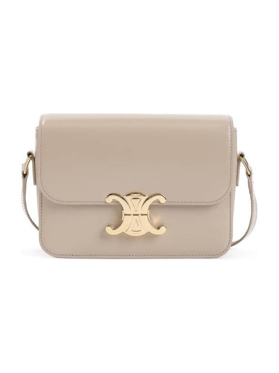 Women's Structured Beige Calf Leather Triomphe Shoulder Bag Neutrals