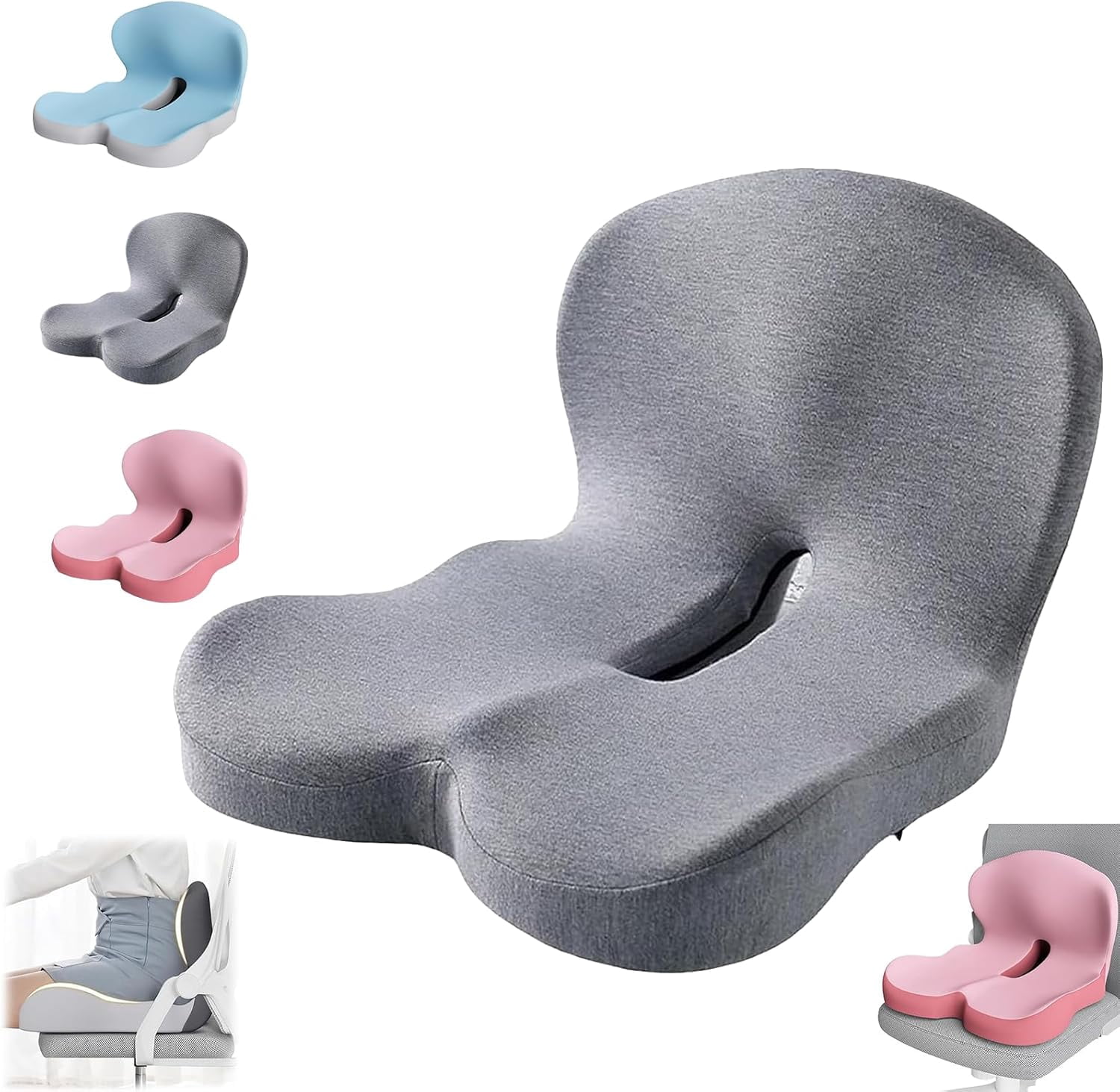 Celinva Orthopedic Cushion, Instant Relief for Back & Sciatica Pain, Long Sitting Lumbar Support, Memory Foam Truck Seats Cushions, Removable Cover Anti Slip Cushion for Drive,Office
