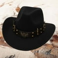 thumbnail image 1 of Celivon Black Western Cowgirl Hat Jazz Bowler Hat With Decoration Exotic Style Hat, 1 of 3