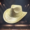 thumbnail image 1 of Celivon Gold Solid Color Fashion Stage Hat Men And Women Party Festival Western Cowgirl Hat, 1 of 3