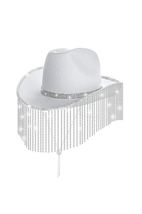 Hat Bling Diamond Fringe Cowboy Hat Western Hat Glitter Cowboy Hat Men Women Roleplay Party