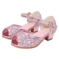 thumbnail image 1 of Celivon Kids Girl Sandals Closed Toe Heels Wedding Party Shoes Sequins Bow For Tween 12.5, 1 of 8