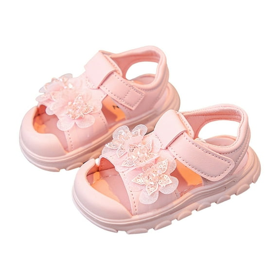 Celivon Kids Girl Sandals Closed Toe Heels Wedding Party Shoes Sequins Bow For Tween 7