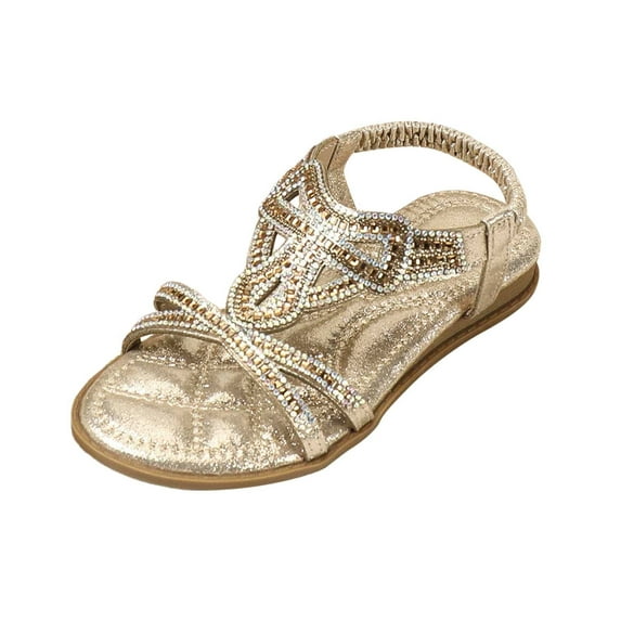 Celivon Kids Girl Sandals Rhinestone Slingback Sandals Sandals Elastic Ankle Strap Casual Bohemian Beach Shoes For Tween 30
