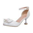 thumbnail image 1 of Celivon Kids Girl Summer Sandals Low Heel Dress Shoes Wedding Party Closed Toe Bow Tie High Heels For Tween 9.5-10 Years, 1 of 4