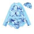 thumbnail image 1 of Wxolcjlv Kids Little Girls Swimsuits Cute Summer Long Sleeve Floral Printed Ruffles Rash Guard Shirts Bathing Suits Fashion Protection Size 5-6 Years, 1 of 3