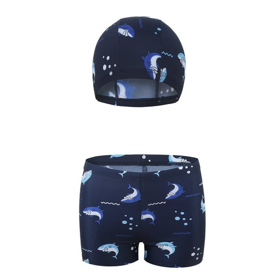 Celivon Kids Teen Boys Cute Summer 2025 New Swim Set Cartoon Swim Trunks Cap Sets Pool Beach Bathing Suits Stretchy Comfy Fit For Big Boys Size 11-12 Years