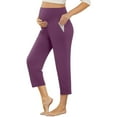 thumbnail image 1 of Celivon Maternity Pants Stretchy Loungewear Workout Yoga Solid Color Capri Trousers Workout Pregnancy Capri Pants Pants With Pocket, 1 of 2