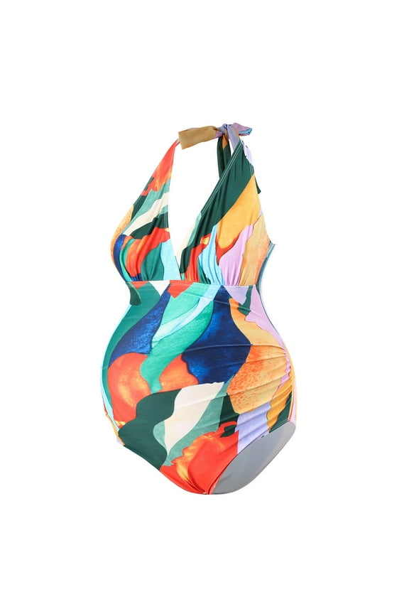 Maternity Swimsuit For Women One Piece Tummy Control Bathing Suit