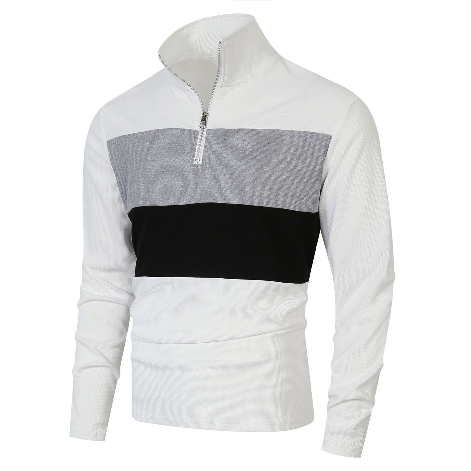 Men Solid Color Sport Zipper Polo Shirt main image 0