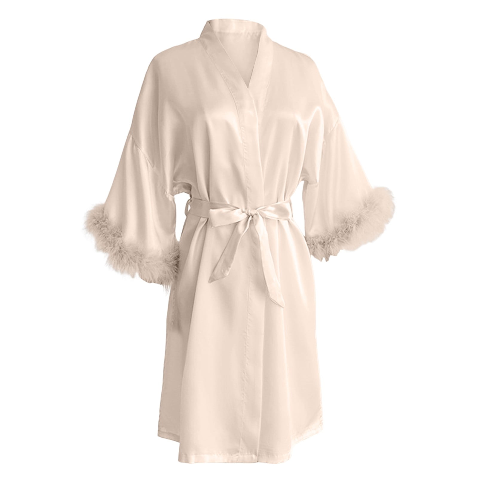 Celivon Sexy Morning Robe Silk Pajamas Long Sleeved Outer Robe Spring ...