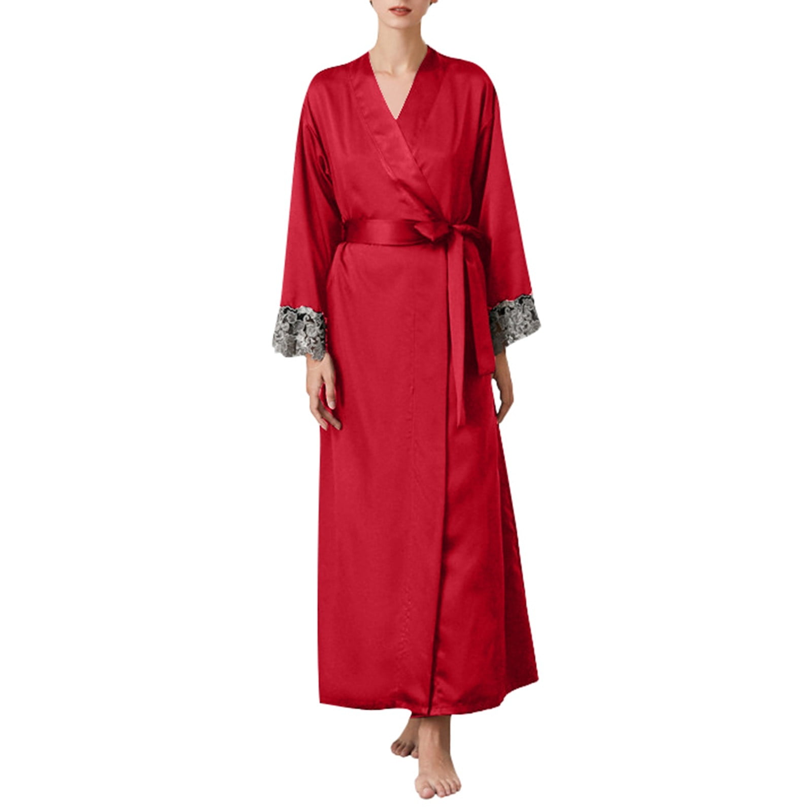 Celivon Silk Robes For Women Spring Summer Long Pajamas Smooth ...