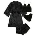 thumbnail image 1 of Celivon Silk Satin Robes For Women Spring Summer Long Pajamas Smooth 4 Piece Lace Strap Sleep Set With Robe Seductive Comfortable, 1 of 3