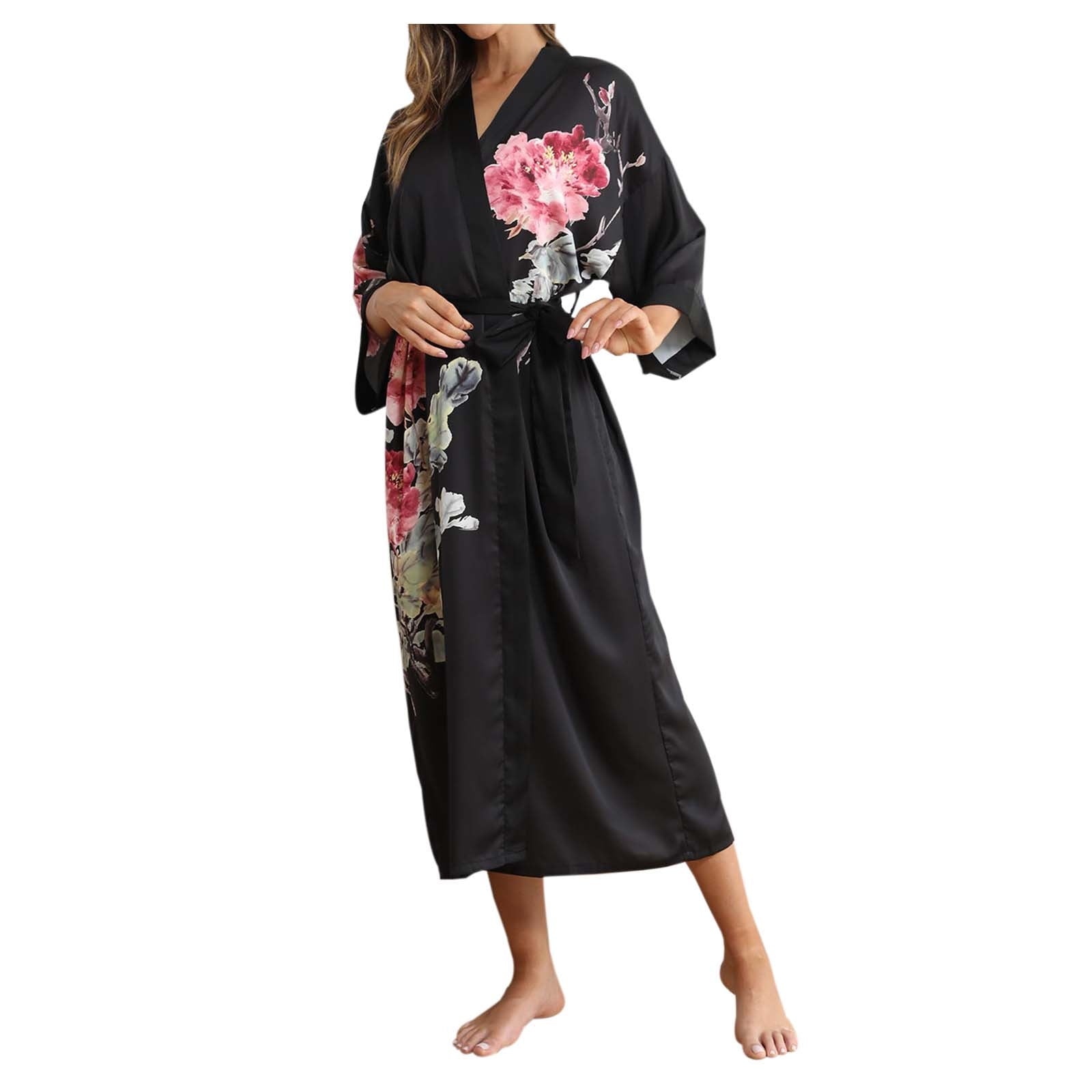 Celivon Silk Satin Robes For Women Spring Summer Long Pajamas Smooth ...