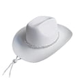 thumbnail image 1 of Celivon Stripe Of Rhinestones Cowgirl Hat Woman Girls Breathable Cowgirl Hat With Adjustable Chin Rope Western Style Hat, 1 of 2